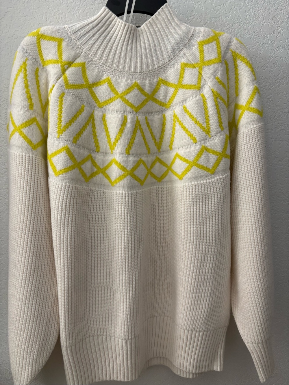 Sonoma Cream Sweater with Yellow Geometric Yoke